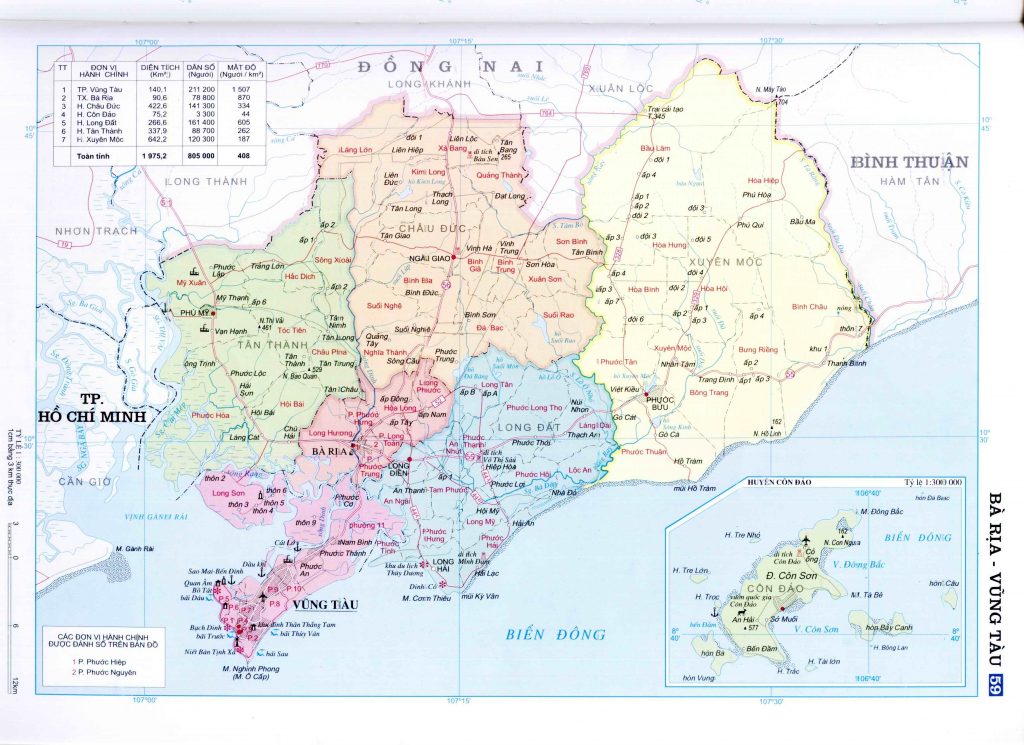 Bản đồ tỉnh Bà Rịa Vũng Tàu