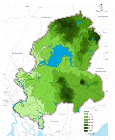Bản đồ quy hoạch đất, Địa hình tỉnh Đồng Nai