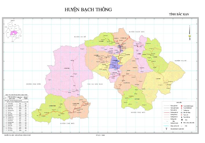 Bản đồ hành chính huyện Bạch Thông tỉnh Bắc Kạn