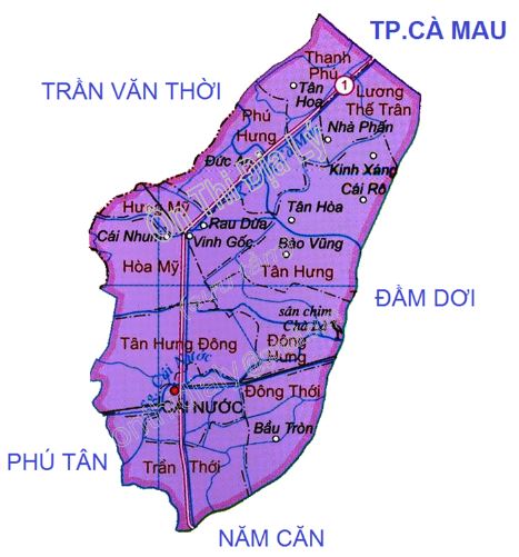 Bản đồ hành chính huyệ Cái Nước tỉnh Cà Mau