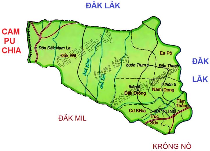 Bản đồ hành chính huyện Cư Jút