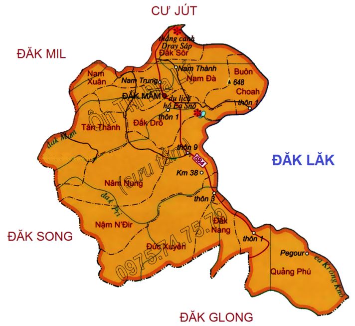 Bản đồ hành chính huyện Krông Nô, tỉnh Đắk Nông