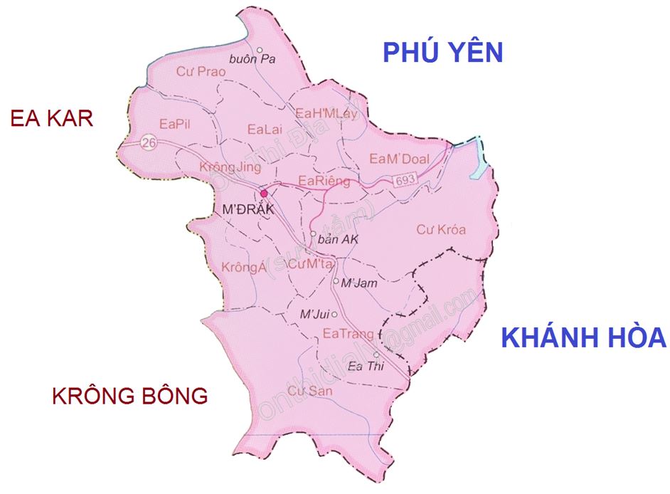 Bản đồ hành chính huyện M'Drắk