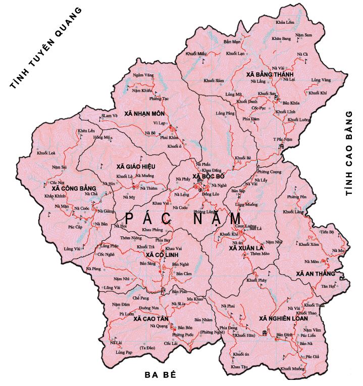 Bản đồ hành chính huyện Bắc Nạm tỉnh Bắc Kạn
