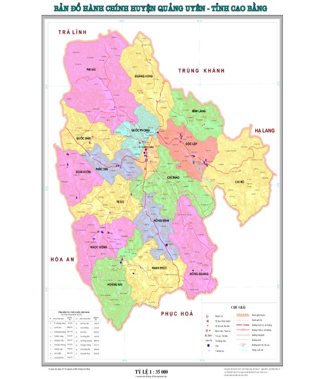 Bản đồ hành chính huyện Quảng Uyên tỉnh Cao Bằng