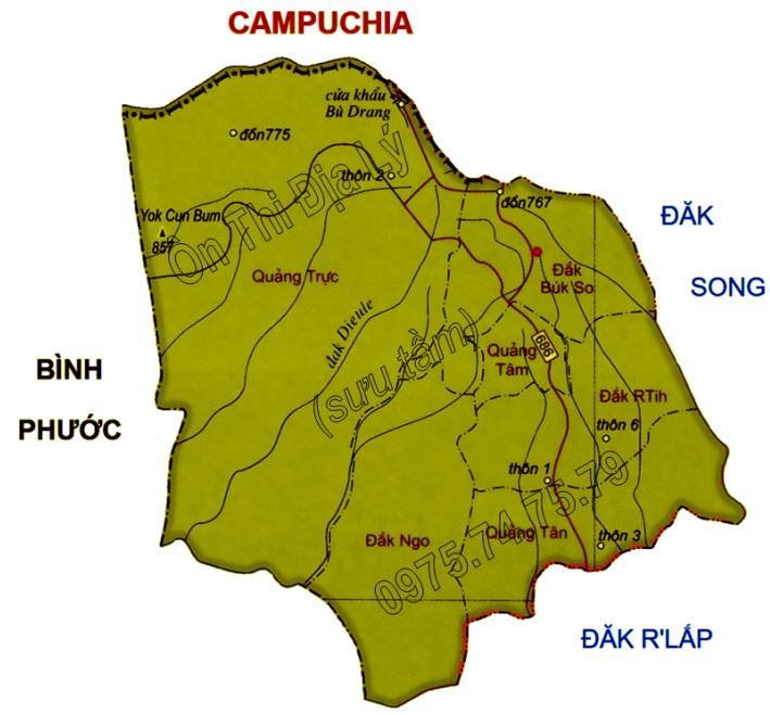 Bản đồ hành chính huyện Tuy Đức, tỉnh Đắk Nông