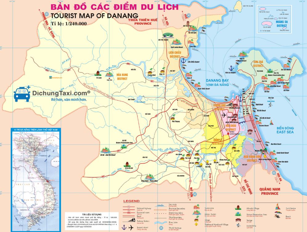 Bản đồ các điểm du lịch ở Đà Nẵng