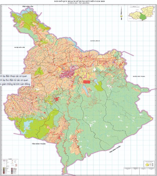 Bản đồ quy hoạch sử dụng đất huyện Di Linh tỉnh Lâm Đồng đến năm 2020