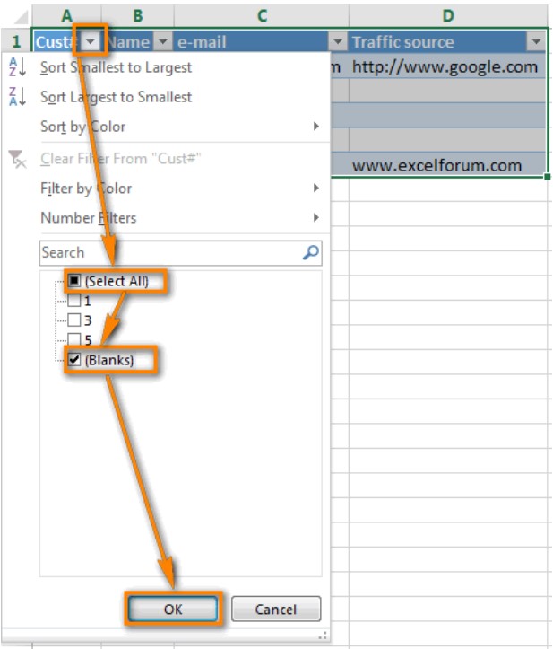 Xóa hàng trống trong Excel, sửa lỗi chữ bị cách quãng trong Excel 5