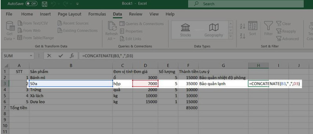 Hướng dẫn gộp nhiều ô thành 1 ô trong Excel không bị mất dữ liệu 7